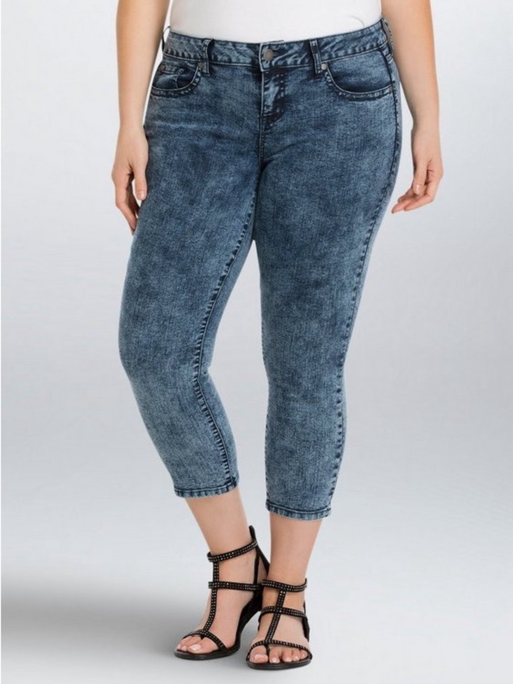 torrid bombshell Jean Acid Wash Indigo Cropped Skinny
